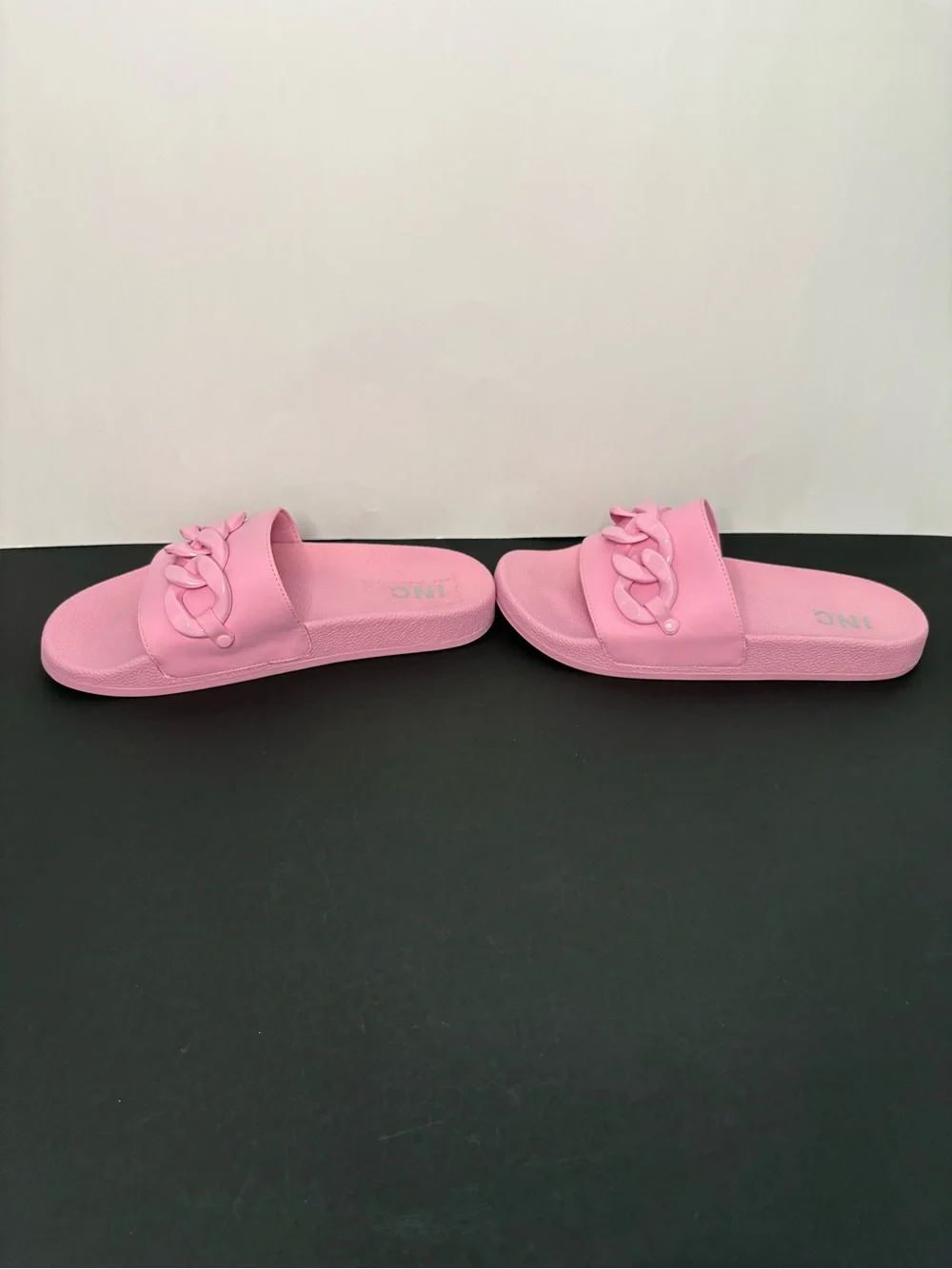 INC Pink Peymin Chain Slide Sandals Foam Pool Slides Size 8